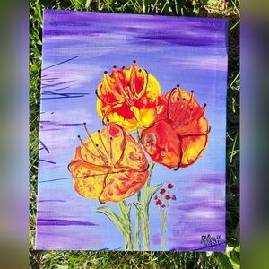 Handcrafted Embellished Acrylic Paint Pour